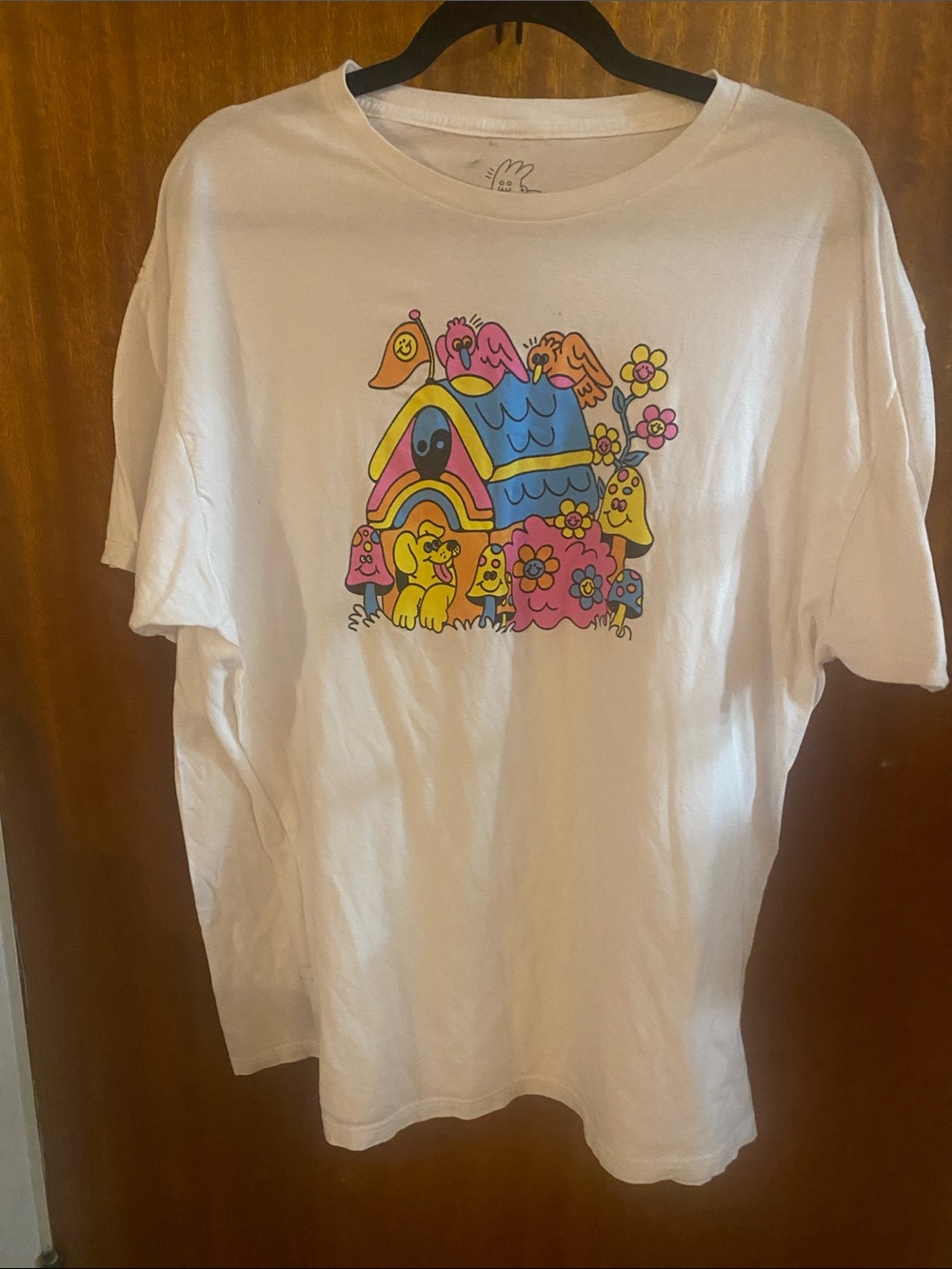 Dreyfus Art- cotton -Short-Sleeve Graphic Tee with Colorful Doghouse Print 2X
